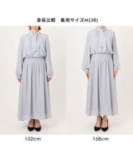 FIEFD13110 OFUON le MK(オフオン　ル　エムケー) パウダーサテン ボウタイワンピース/洗える/WEB限定サイズあり グレイッシュブルー