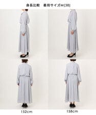 FIEFD13110 OFUON le MK(オフオン　ル　エムケー) パウダーサテン ボウタイワンピース/洗える/WEB限定サイズあり グレイッシュブルー