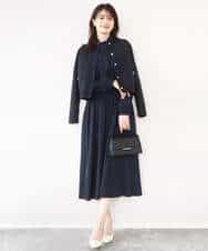 FIEFD13110 OFUON le MK(オフオン　ル　エムケー) パウダーサテン ボウタイワンピース/洗える/WEB限定サイズあり グレイッシュブルー