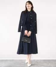 FIEFD13110 OFUON le MK(オフオン　ル　エムケー) パウダーサテン ボウタイワンピース/洗える/WEB限定サイズあり グレイッシュブルー