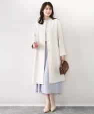 FIEFD13110 OFUON le MK(オフオン　ル　エムケー) パウダーサテン ボウタイワンピース/洗える/WEB限定サイズあり グレイッシュブルー