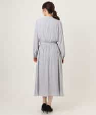 FIEFD13110 OFUON le MK(オフオン　ル　エムケー) パウダーサテン ボウタイワンピース/洗える/WEB限定サイズあり グレイッシュブルー