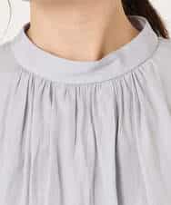 FIEFD13110 OFUON le MK(オフオン　ル　エムケー) パウダーサテン ボウタイワンピース/洗える/WEB限定サイズあり グレイッシュブルー