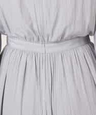 FIEFD13110 OFUON le MK(オフオン　ル　エムケー) パウダーサテン ボウタイワンピース/洗える/WEB限定サイズあり グレイッシュブルー