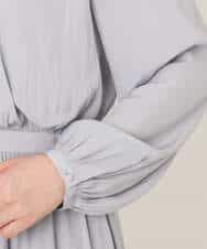 FIEFD13110 OFUON le MK(オフオン　ル　エムケー) パウダーサテン ボウタイワンピース/洗える/WEB限定サイズあり グレイッシュブルー