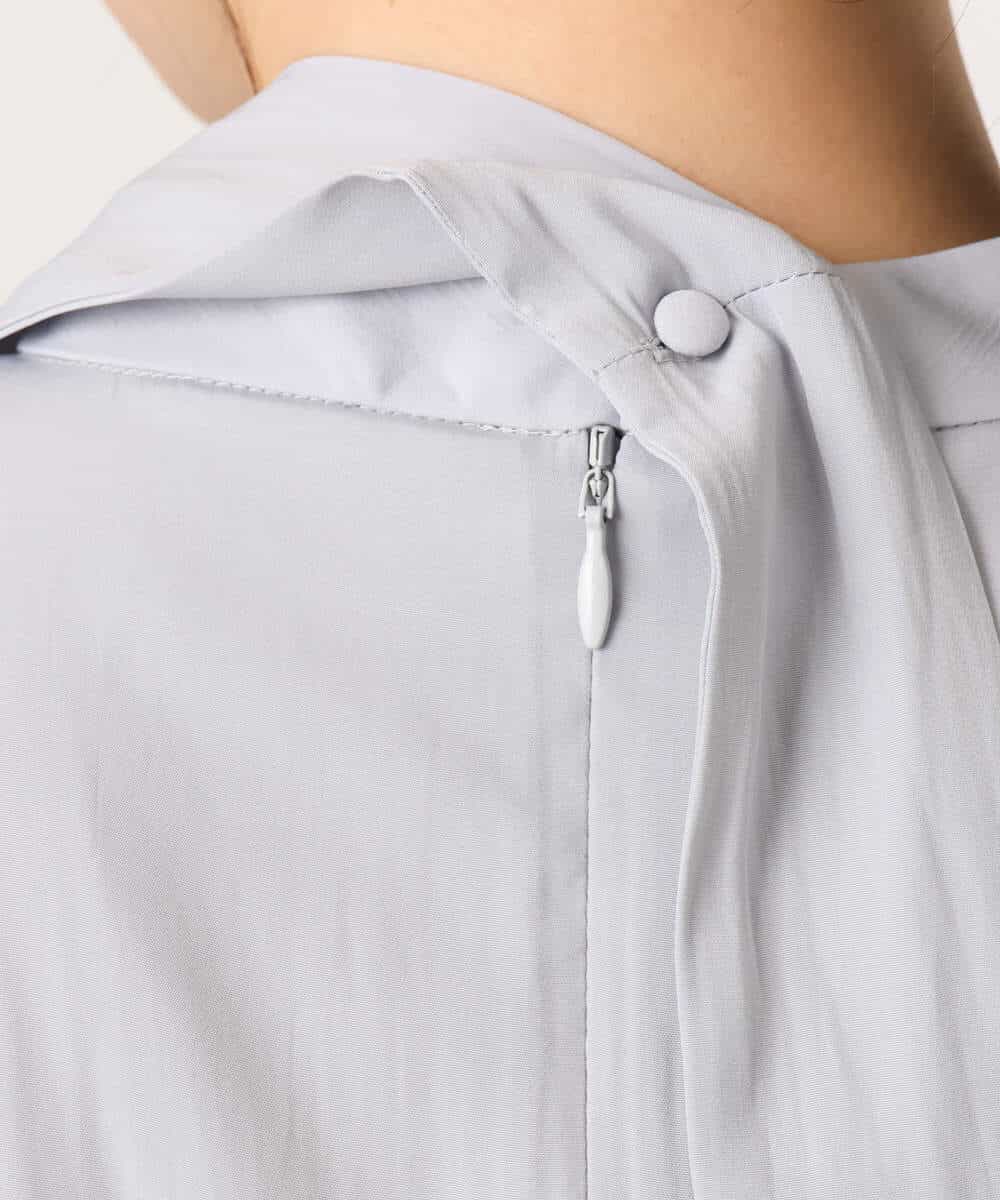 FIEFD13110 OFUON le MK(オフオン　ル　エムケー) パウダーサテン ボウタイワンピース/洗える/WEB限定サイズあり グレイッシュブルー