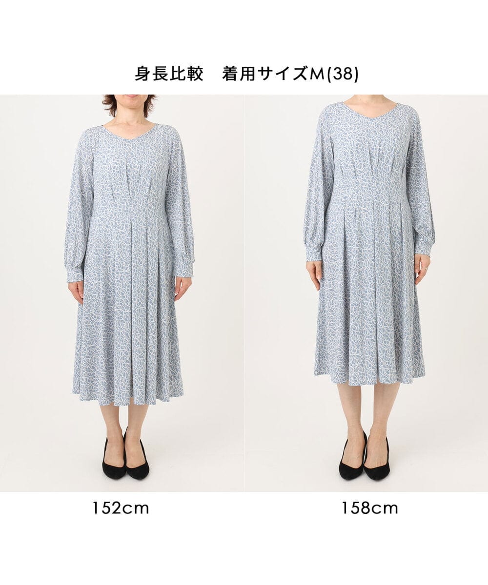 FIEFD41100 OFUON le MK(オフオン　ル　エムケー) カリグラフィープリント ジャージワンピース/洗える/WEB限定サイズあり ネイビー