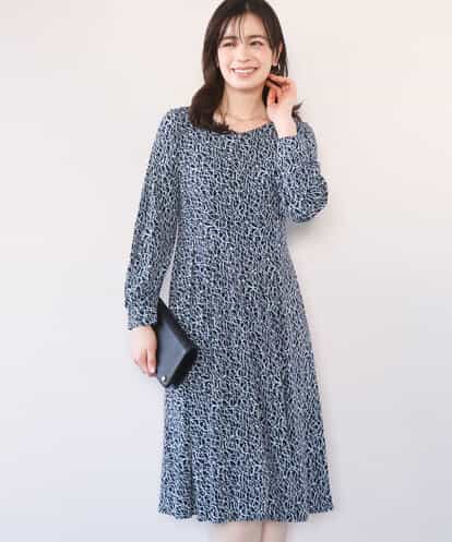 FIEFD41100 OFUON le MK カリグラフィープリント ジャージワンピース/洗える/WEB限定サイズあり