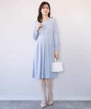 FIEFD41100 OFUON le MK(オフオン　ル　エムケー) カリグラフィープリント ジャージワンピース/洗える/WEB限定サイズあり ネイビー