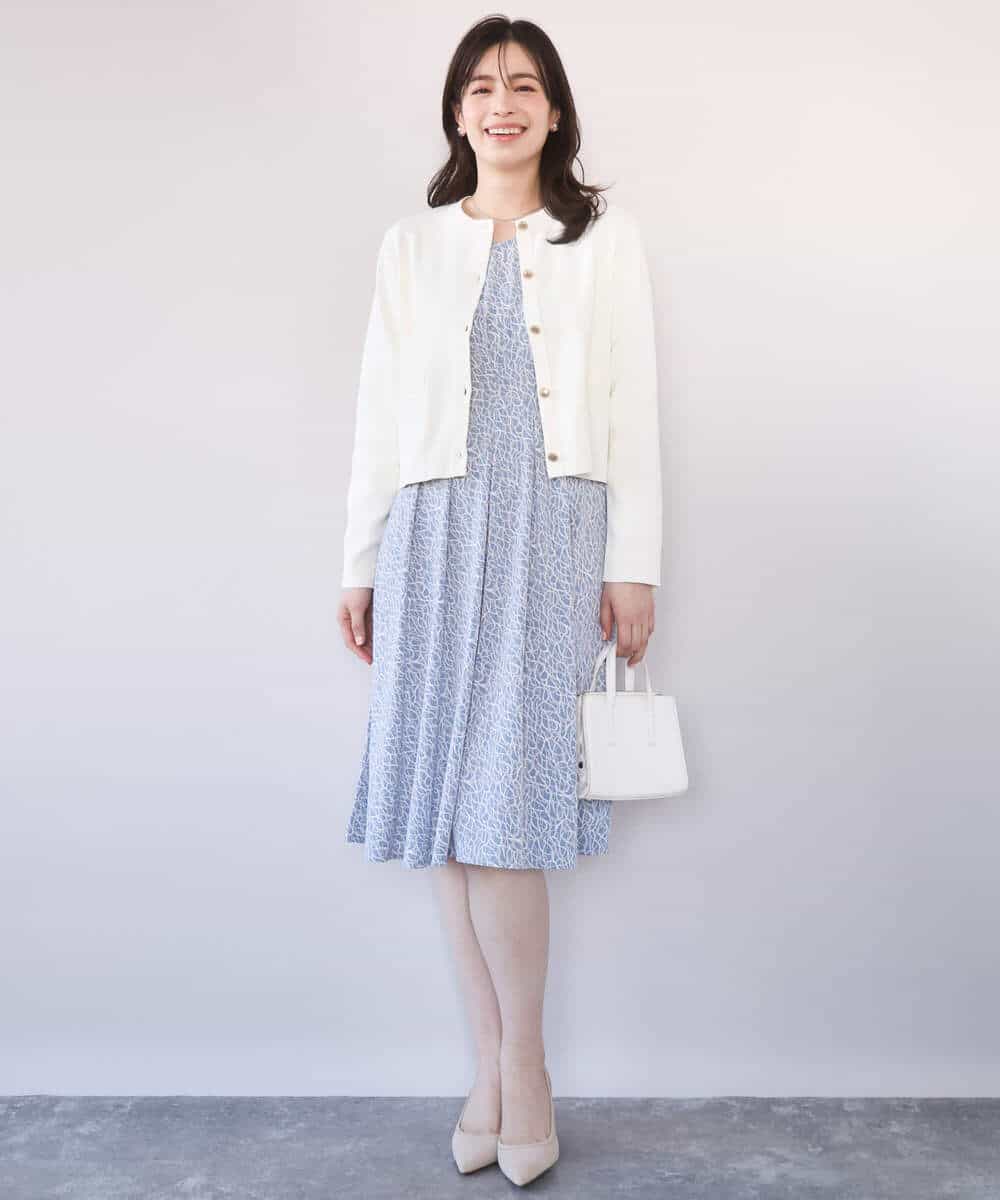 FIEFD41100 OFUON le MK(オフオン　ル　エムケー) カリグラフィープリント ジャージワンピース/洗える/WEB限定サイズあり ネイビー