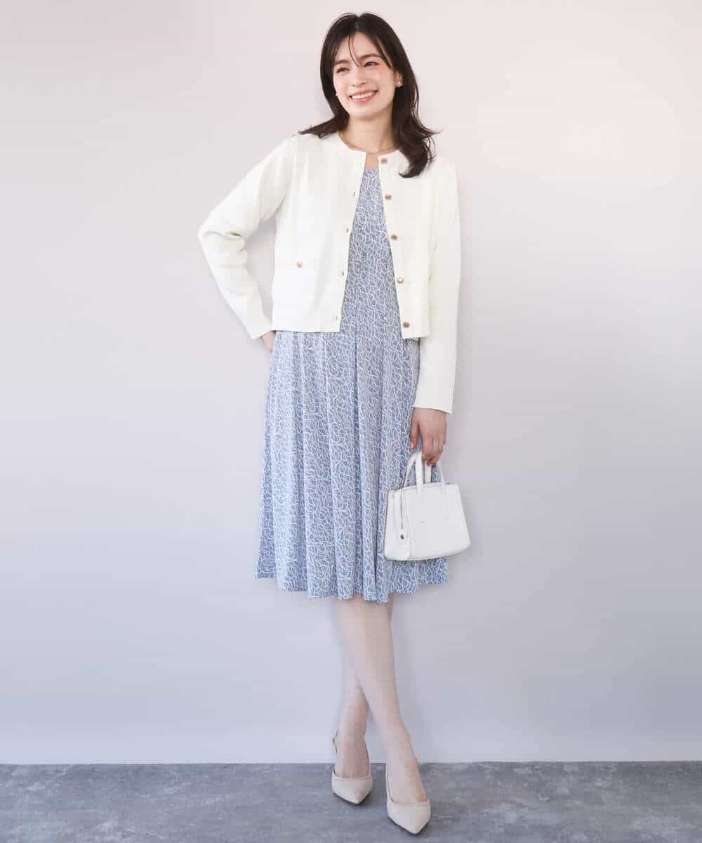 FIEFD41100 OFUON le MK(オフオン　ル　エムケー) カリグラフィープリント ジャージワンピース/洗える/WEB限定サイズあり ネイビー