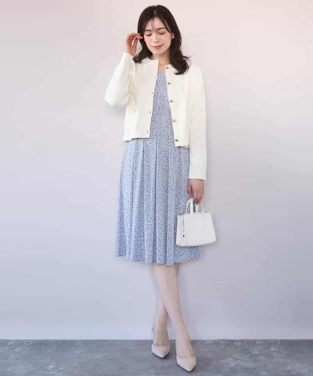 FIEFD41100 OFUON le MK(オフオン　ル　エムケー) カリグラフィープリント ジャージワンピース/洗える/WEB限定サイズあり ネイビー