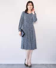 FIEFD41100 OFUON le MK(オフオン　ル　エムケー) カリグラフィープリント ジャージワンピース/洗える/WEB限定サイズあり ネイビー