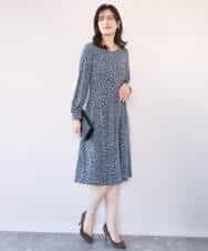 FIEFD41100 OFUON le MK(オフオン　ル　エムケー) カリグラフィープリント ジャージワンピース/洗える/WEB限定サイズあり ネイビー