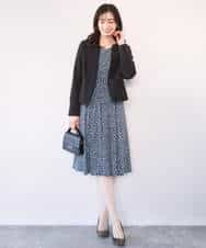 FIEFD41100 OFUON le MK(オフオン　ル　エムケー) カリグラフィープリント ジャージワンピース/洗える/WEB限定サイズあり ネイビー