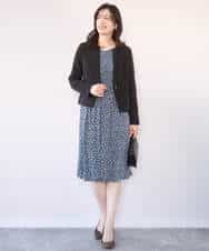 FIEFD41100 OFUON le MK(オフオン　ル　エムケー) カリグラフィープリント ジャージワンピース/洗える/WEB限定サイズあり ネイビー