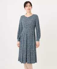 FIEFD41100 OFUON le MK(オフオン　ル　エムケー) カリグラフィープリント ジャージワンピース/洗える/WEB限定サイズあり ネイビー