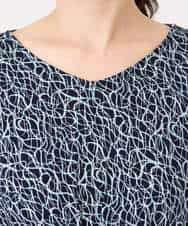 FIEFD41100 OFUON le MK(オフオン　ル　エムケー) カリグラフィープリント ジャージワンピース/洗える/WEB限定サイズあり ネイビー