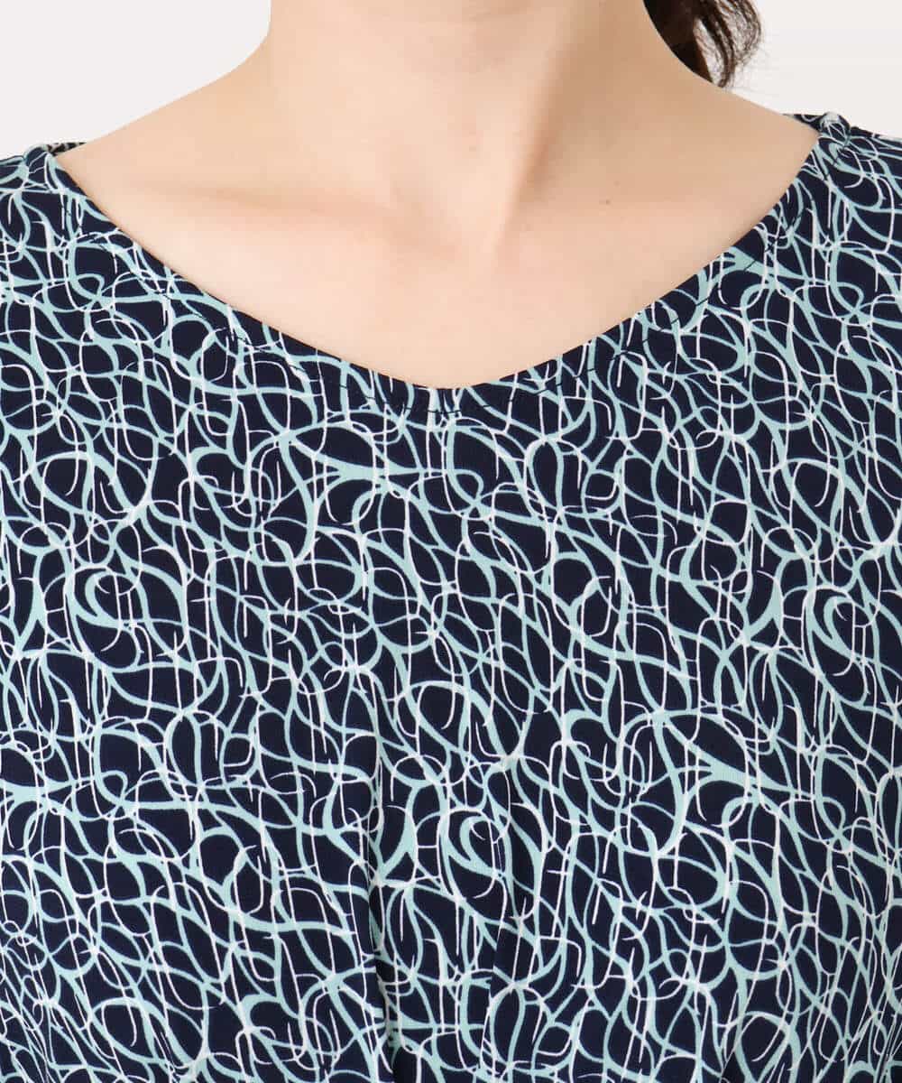 FIEFD41100 OFUON le MK(オフオン　ル　エムケー) カリグラフィープリント ジャージワンピース/洗える/WEB限定サイズあり ネイビー