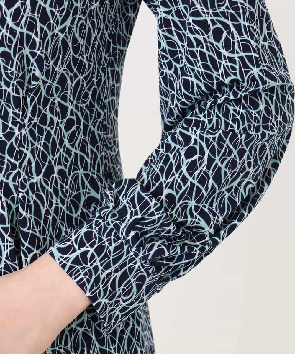 FIEFD41100 OFUON le MK(オフオン　ル　エムケー) カリグラフィープリント ジャージワンピース/洗える/WEB限定サイズあり ネイビー