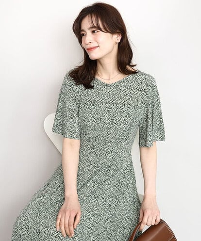 FIEGA42090 OFUON le MK フレアスリーブ小花柄ワンピース/洗える/WEB限定サイズあり