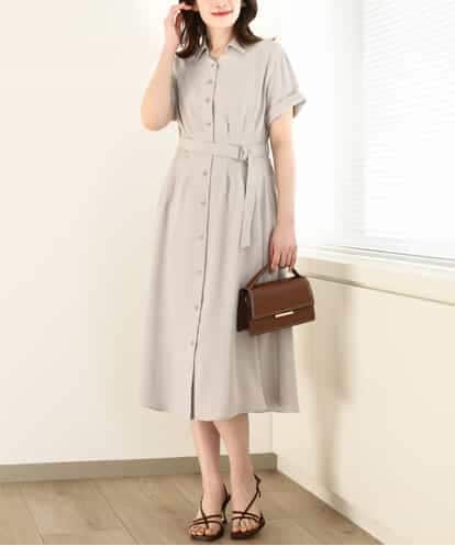 FIEGA43110 OFUON le MK スキッパーネックシャツワンピース/洗える/WEB限定サイズあり