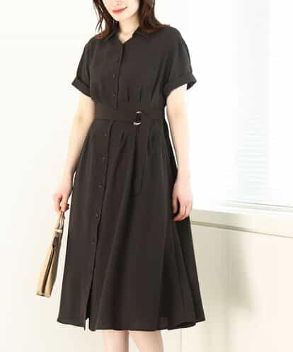 FIEGA43110 OFUON le MK スキッパーネックシャツワンピース/洗える/WEB限定サイズあり