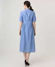 FIEGD16120 OFUON le MK(オフオン　ル　エムケー) フロントフリルキーネックワンピース/洗える/WEB限定サイズあり ブルー