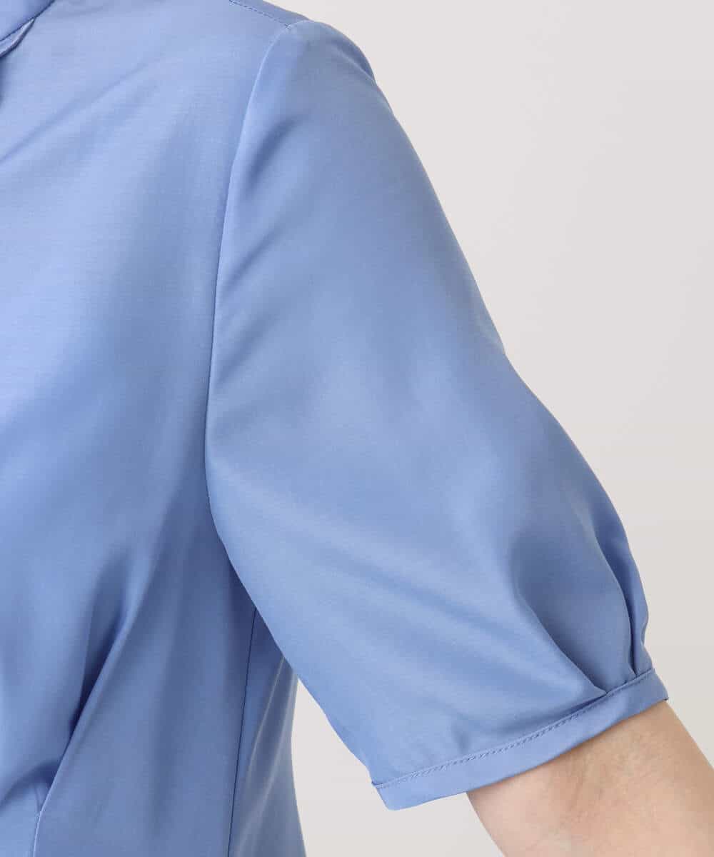 FIEGD16120 OFUON le MK(オフオン　ル　エムケー) フロントフリルキーネックワンピース/洗える/WEB限定サイズあり ブルー