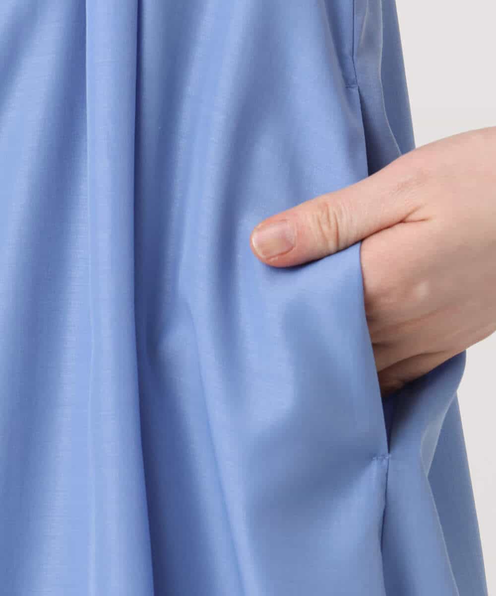 FIEGD16120 OFUON le MK(オフオン　ル　エムケー) フロントフリルキーネックワンピース/洗える/WEB限定サイズあり ブルー