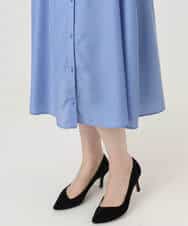 FIEGD16120 OFUON le MK(オフオン　ル　エムケー) フロントフリルキーネックワンピース/洗える/WEB限定サイズあり ブルー