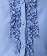 FIEGD16120 OFUON le MK(オフオン　ル　エムケー) フロントフリルキーネックワンピース/洗える/WEB限定サイズあり ブルー