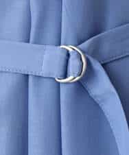 FIEGD16120 OFUON le MK(オフオン　ル　エムケー) フロントフリルキーネックワンピース/洗える/WEB限定サイズあり ブルー