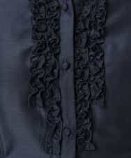 FIEGD16120 OFUON le MK(オフオン　ル　エムケー) フロントフリルキーネックワンピース/洗える/WEB限定サイズあり ブルー