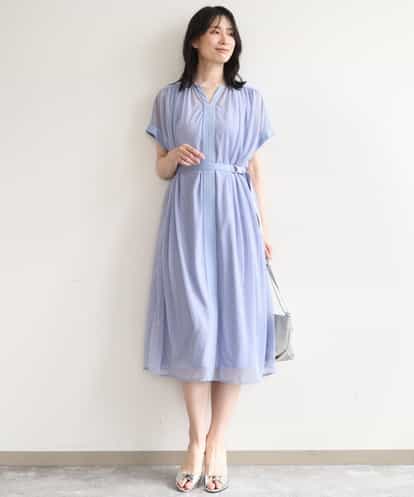 FIEGD17100 OFUON le MK キーネックシアーワンピース/洗濯機で洗える/WEB限定サイズあり