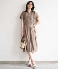 FIEGD17100 OFUON le MK(オフオン　ル　エムケー) キーネックシアーワンピース/洗濯機で洗える/WEB限定サイズあり パールブルー