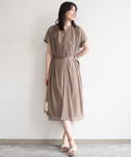 FIEGD17100 OFUON le MK(オフオン　ル　エムケー) キーネックシアーワンピース/洗濯機で洗える/WEB限定サイズあり パールブルー