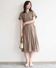 FIEGD17100 OFUON le MK(オフオン　ル　エムケー) キーネックシアーワンピース/洗濯機で洗える/WEB限定サイズあり パールブルー