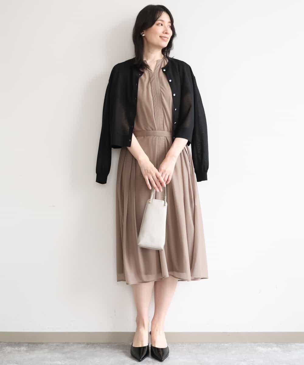 FIEGD17100 OFUON le MK(オフオン　ル　エムケー) キーネックシアーワンピース/洗濯機で洗える/WEB限定サイズあり パールブルー