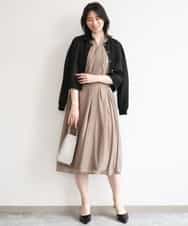 FIEGD17100 OFUON le MK(オフオン　ル　エムケー) キーネックシアーワンピース/洗濯機で洗える/WEB限定サイズあり パールブルー