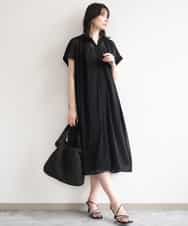 FIEGD17100 OFUON le MK(オフオン　ル　エムケー) キーネックシアーワンピース/洗濯機で洗える/WEB限定サイズあり パールブルー