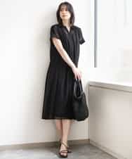 FIEGD17100 OFUON le MK(オフオン　ル　エムケー) キーネックシアーワンピース/洗濯機で洗える/WEB限定サイズあり パールブルー