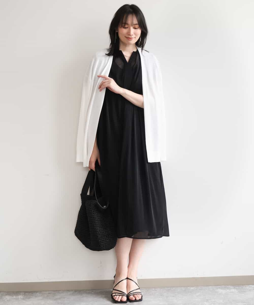 FIEGD17100 OFUON le MK(オフオン　ル　エムケー) キーネックシアーワンピース/洗濯機で洗える/WEB限定サイズあり パールブルー