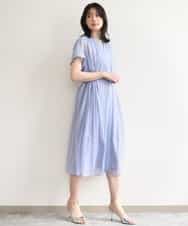 FIEGD17100 OFUON le MK(オフオン　ル　エムケー) キーネックシアーワンピース/洗濯機で洗える/WEB限定サイズあり パールブルー