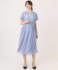 FIEGD17100 OFUON le MK(オフオン　ル　エムケー) キーネックシアーワンピース/洗濯機で洗える/WEB限定サイズあり パールブルー