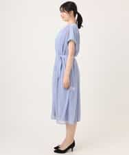 FIEGD17100 OFUON le MK(オフオン　ル　エムケー) キーネックシアーワンピース/洗濯機で洗える/WEB限定サイズあり パールブルー