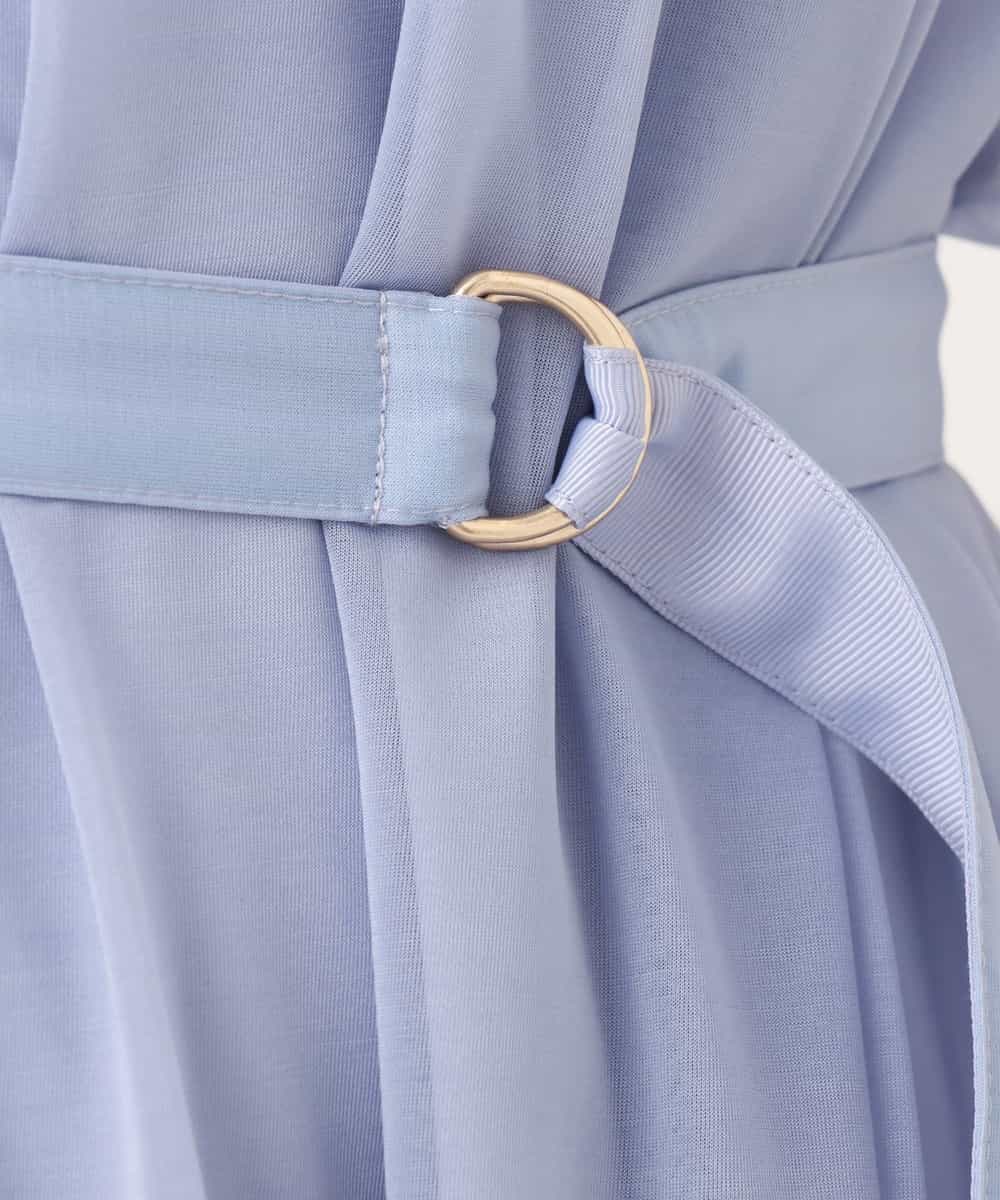 FIEGD17100 OFUON le MK(オフオン　ル　エムケー) キーネックシアーワンピース/洗濯機で洗える/WEB限定サイズあり パールブルー