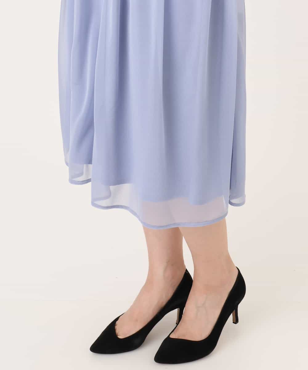 FIEGD17100 OFUON le MK(オフオン　ル　エムケー) キーネックシアーワンピース/洗濯機で洗える/WEB限定サイズあり パールブルー