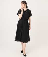 FIEGD17100 OFUON le MK(オフオン　ル　エムケー) キーネックシアーワンピース/洗濯機で洗える/WEB限定サイズあり パールブルー