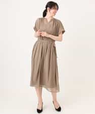 FIEGD17100 OFUON le MK(オフオン　ル　エムケー) キーネックシアーワンピース/洗濯機で洗える/WEB限定サイズあり パールブルー